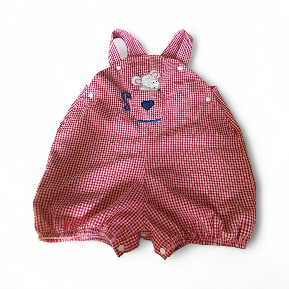 Vintage 90’s Talbots Kids Unisex Red and white Mouse Embroidery size 9 months